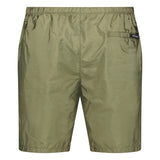 Black Rubber Logo Swim Shorts Military Green