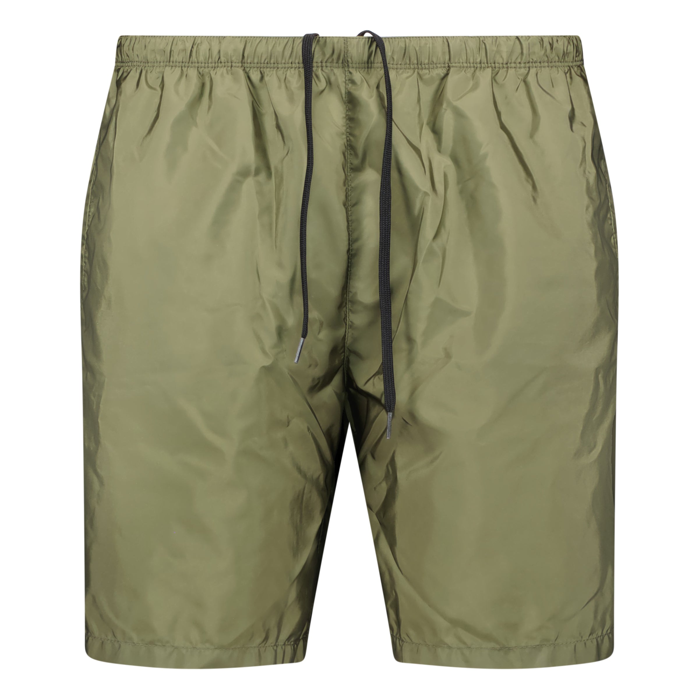 Color variation of Black Rubber Logo Swim Shorts Military Green