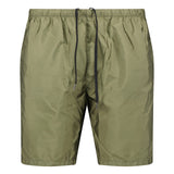 Black Rubber Logo Swim Shorts Military Green