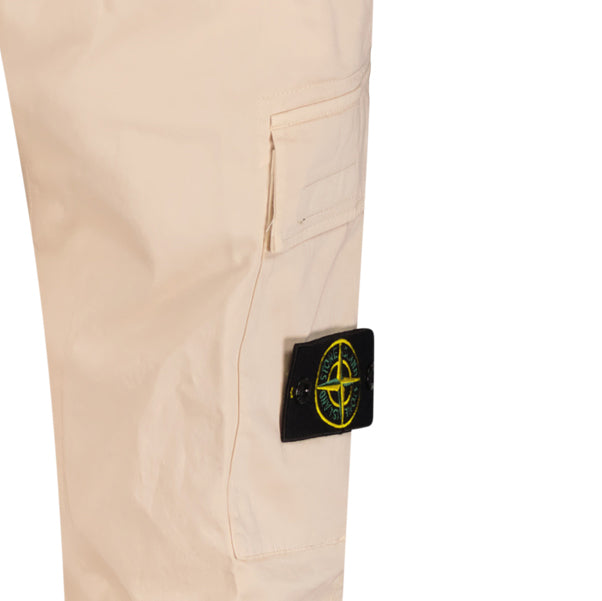 Badge Cargo Cuffed Trousers Beige