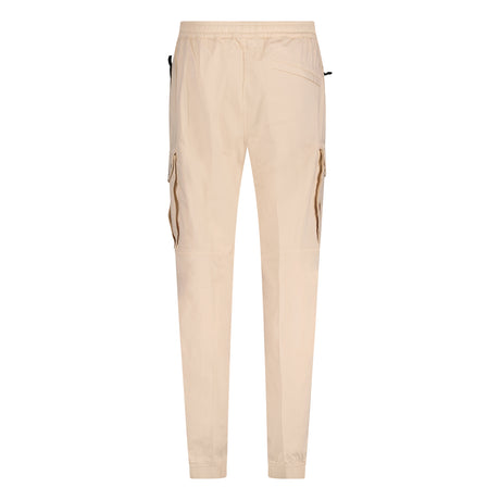 Badge Cargo Cuffed Trousers Beige