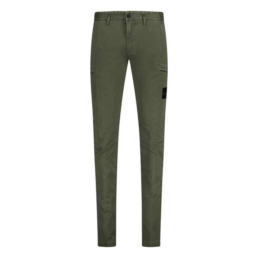 Badge Cotton Cargo Trousers Green