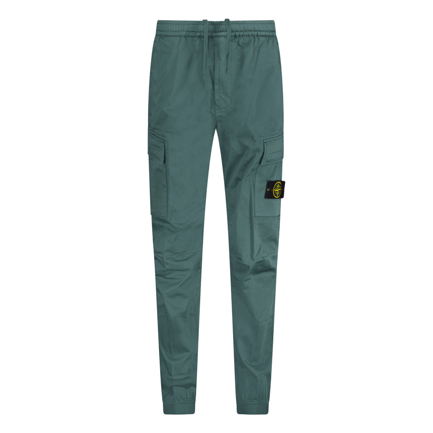 Badge Cargo Cuffed Trousers Green