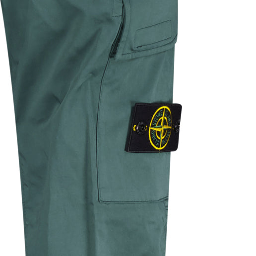 Badge Cargo Cuffed Trousers Green