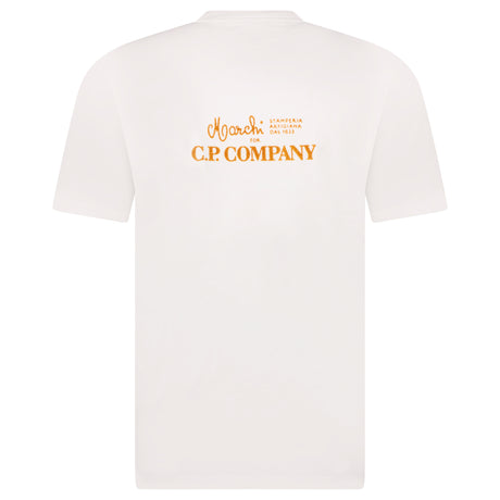 Orange Stitch Logo Print T-Shirt White