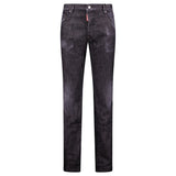 'Cool Guy' Print Logo Slim Fit Jeans Black