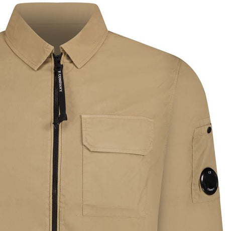 Zip Lens 'Gabardine' Overshirt Beige