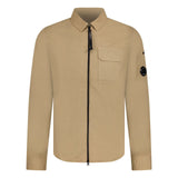 Zip Lens 'Gabardine' Overshirt Beige