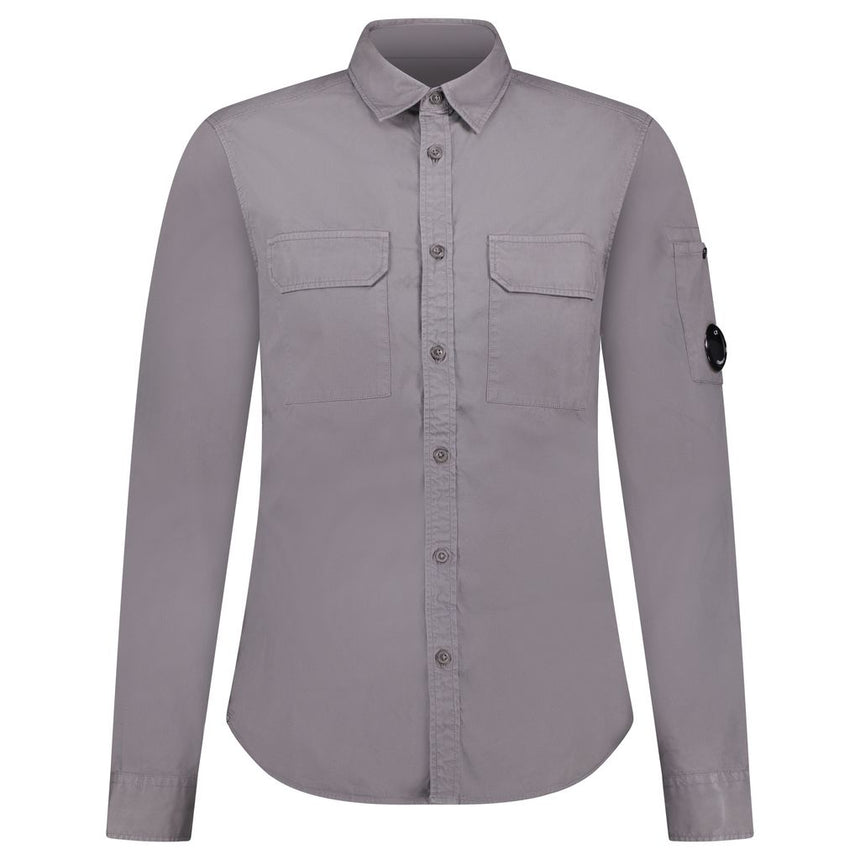 Zip Lens 'Gabardine' Overshirt Grey