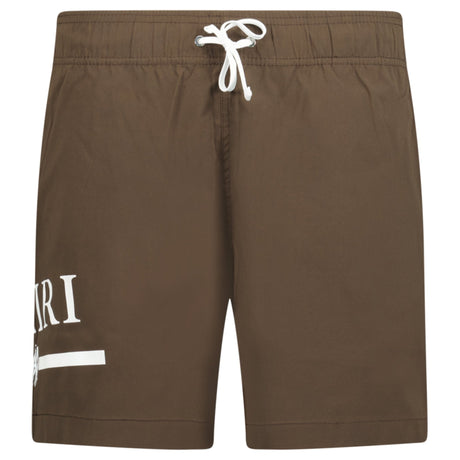 Amiri MA Bar White Logo Drawstring Swim Shorts Brown - Boinclo ltd - Outlet Sale Under Retail