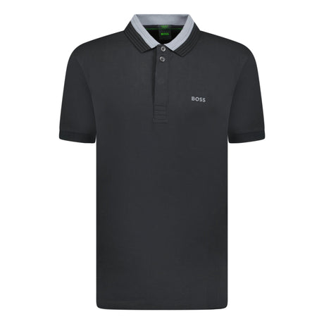 BOSS Stretch - Cotton Polo Shirt with 3D - Stripe Collar black - Boinclo ltd - Outlet Sale Under Retail