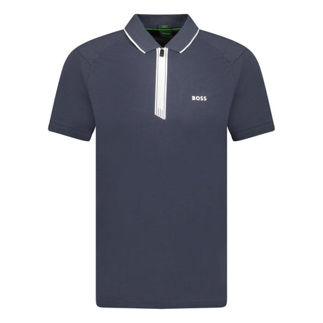 BOSS Stretch Slim - Fit Polo Shirt Zip Placket Navy - Boinclo ltd - Outlet Sale Under Retail