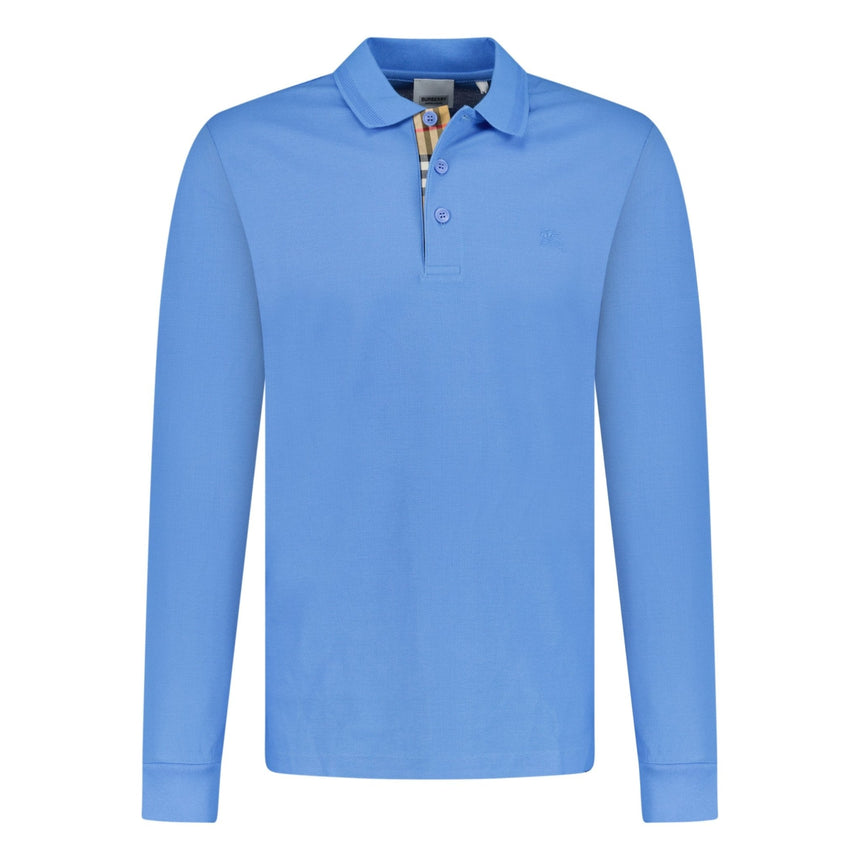 Burberry 'Eddie' Long Sleeved Polo - Shirt Blue - Boinclo ltd - Outlet Sale Under Retail