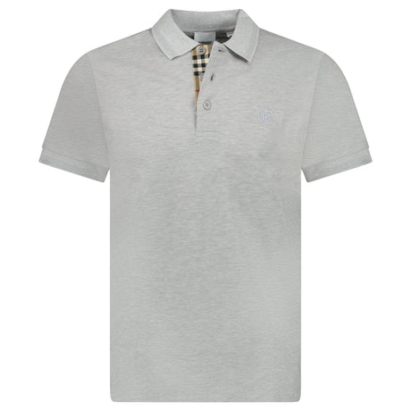 Burberry 'Eddie' TB Check Placket Polo - Shirt Grey - Boinclo - Outlet Sale Under Retail