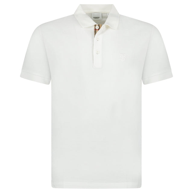 Burberry 'Eddie' TB Check Placket Polo - Shirt White - Boinclo - Outlet Sale Under Retail