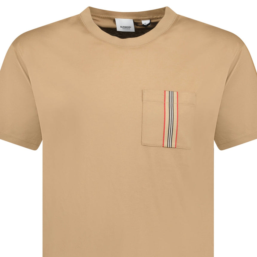 Burberry 'Ellison' Stripe Embroidery T-Shirt Camel Beige - Boinclo - Outlet Sale Under Retail