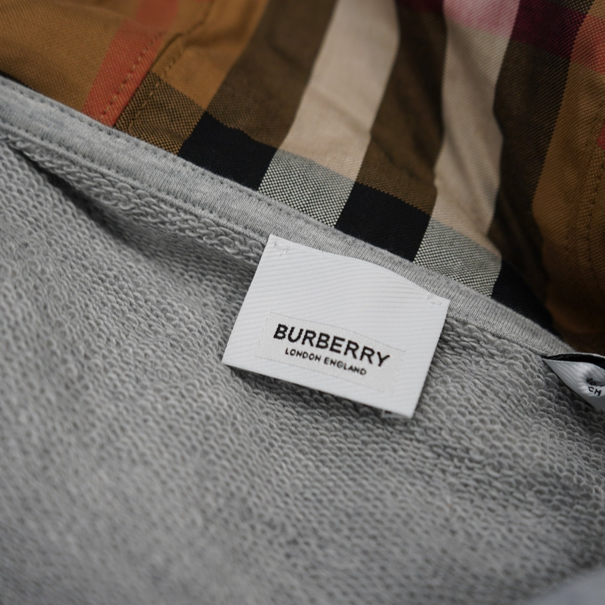 Burberry 'Hove' check Hood Embroidery Logo Hoodie Zip