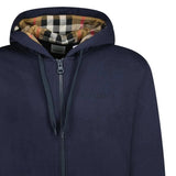 Burberry 'Hove' check Hood Embroidery Logo Hoodie Zip Sweatshirt Navy - Boinclo - Outlet Sale Under Retail