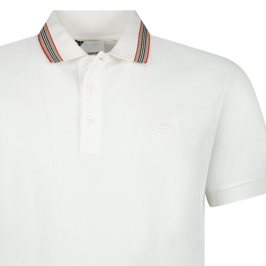 Burberry 'Pierson' TB Collar Polo - Shirt White - Boinclo - Outlet Sale Under Retail