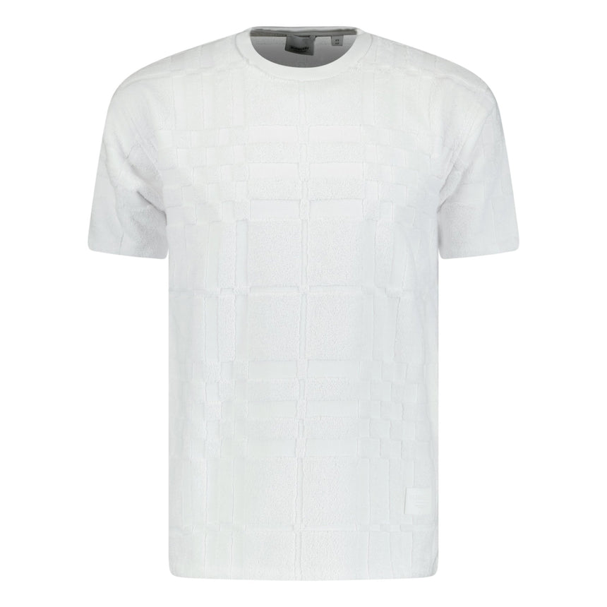 'Willesden' Check Knit Cotton Terry T-Shirt White