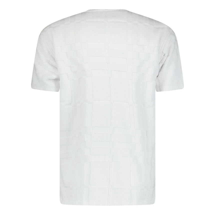 'Willesden' Check Knit Cotton Terry T-Shirt White