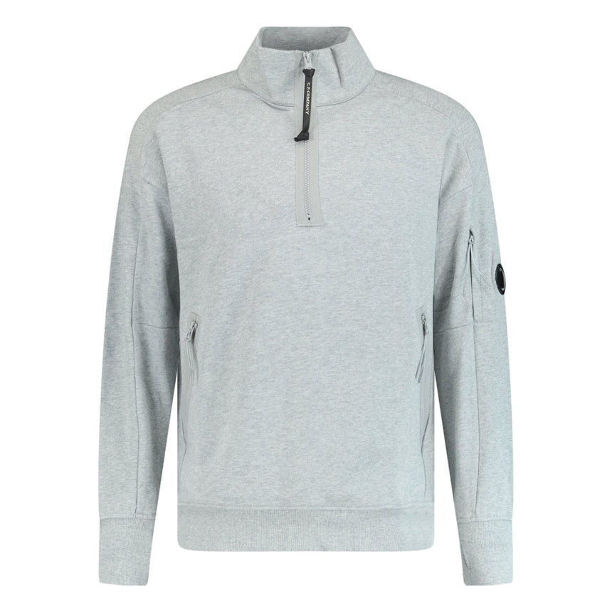 CP Company Collar 1/4 Zip Diagonal Raised Fleece Grey Melange - Boinclo ltd - Outlet Sale Under Retail