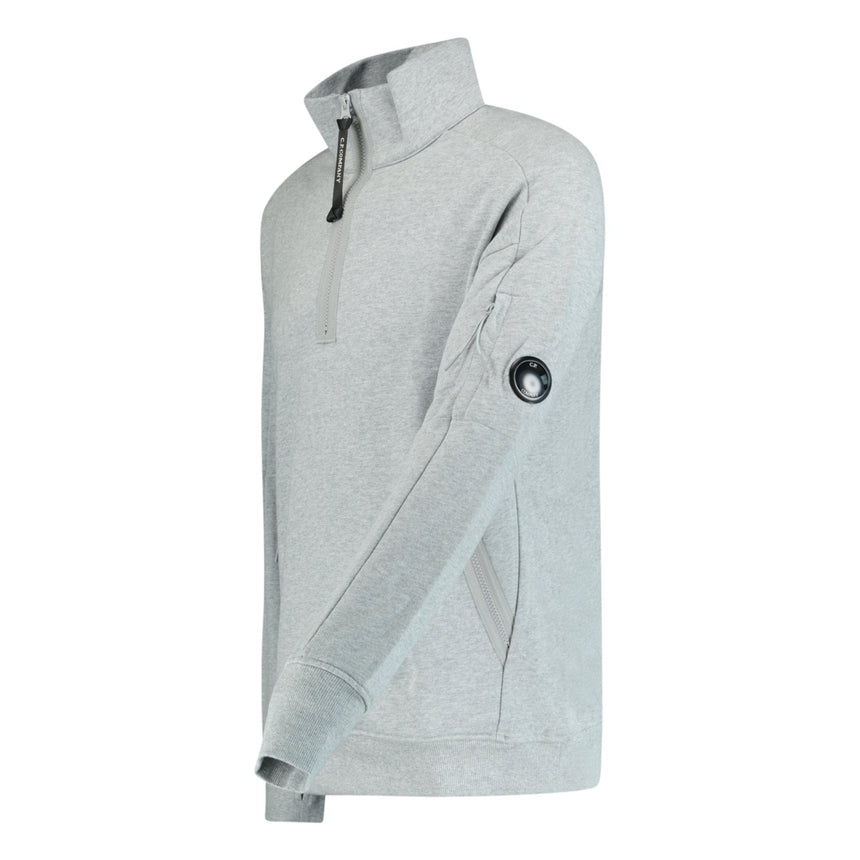 CP Company Collar 1/4 Zip Diagonal Raised Fleece Grey Melange - Boinclo ltd - Outlet Sale Under Retail