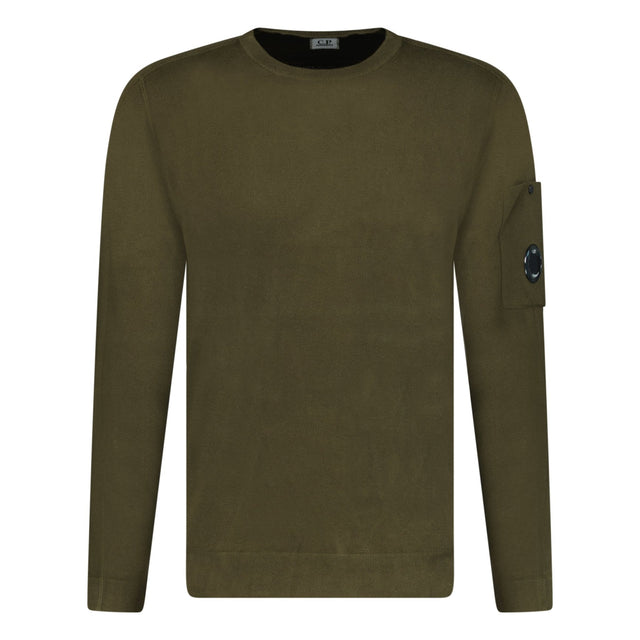 CP Company Cotton Arm Lens Knit Sweatshirt Khaki - Boinclo ltd - Outlet Sale Under Retail