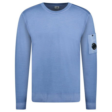 CP Company Dyed Merino Crew Neck Ribbed Knitted Jumper Flint Blue - Boinclo - Outlet Sale Under Retail