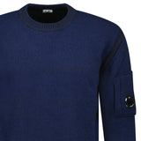 CP Company Fleece Knit Crewneck Vanisé Lens Knit Jumper Estate Blue - Boinclo - Outlet Sale Under Retail