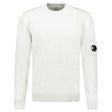 CP Company Fleece Knit Crewneck Vanisé Lens Knit Jumper White Melange - Boinclo - Outlet Sale Under Retail