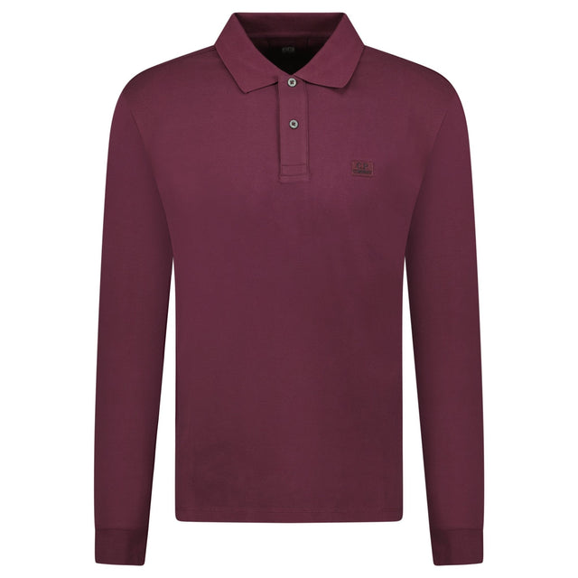 CP Company Long Sleeve Piquet Polo T-Shirt Potent Purple - Boinclo - Outlet Sale Under Retail