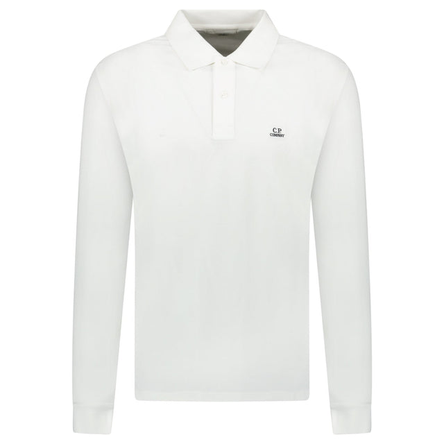 CP Company Long Sleeve Piquet Polo T-Shirt White - Boinclo - Outlet Sale Under Retail