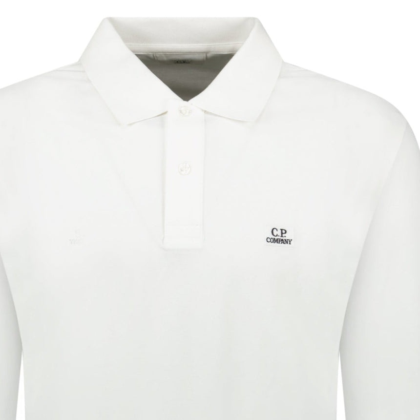 CP Company Long Sleeve Piquet Polo T-Shirt White - Boinclo - Outlet Sale Under Retail