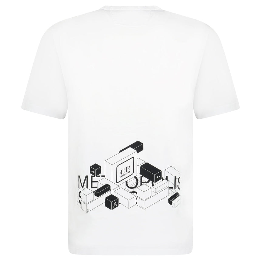 CP Company Metropolis Stamp Print Mercerised T-Shirt White - Boinclo - Outlet Sale Under Retail