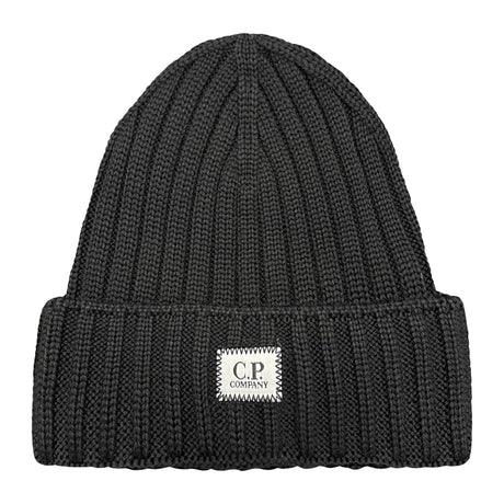 CP Company Patch Logo Wool Beanie Black - Boinclo - Outlet Sale Under Retail