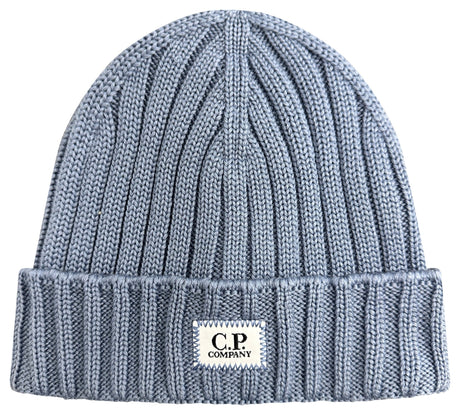 CP Company Patch Logo Wool Beanie Flint Blue - Boinclo - Outlet Sale Under Retail