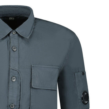 'Popeline' Cotton Overshirt Dark Grey