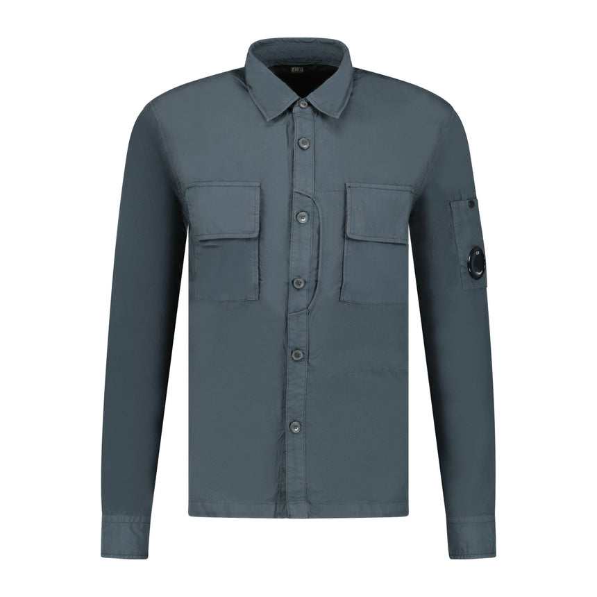 'Popeline' Cotton Overshirt Dark Grey