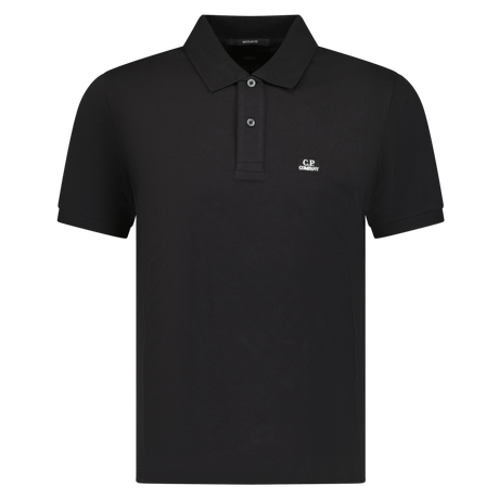 CP Company Short Sleeve Stitch Logo Polo - Shirt Black - Boinclo - Outlet Sale Under Retail