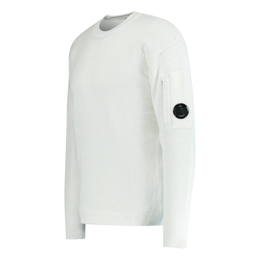 CP Company Sponge Knit Arm Lens Sweatshirt White - Boinclo ltd - Outlet Sale Under Retail