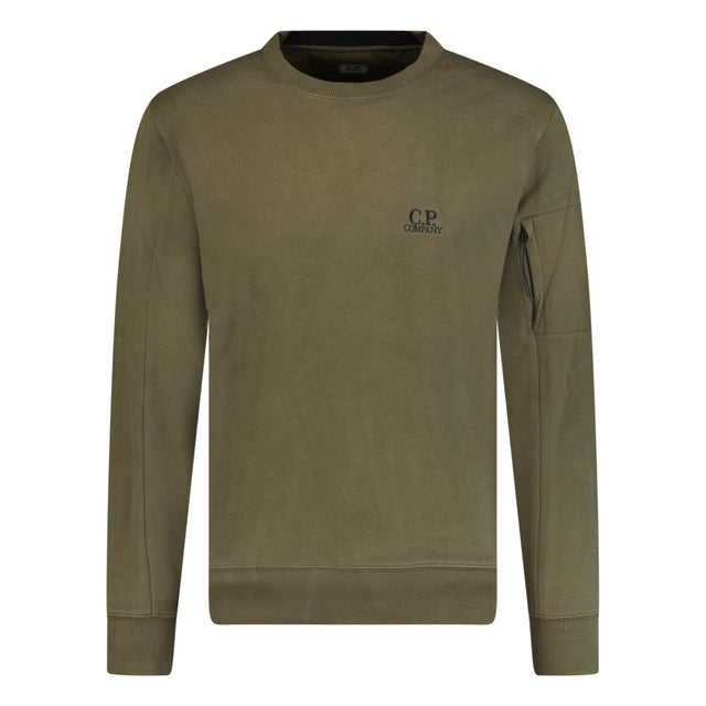 CP COMPANY STITCHED LOGO CREWNECK SWEATSHIRT KHAKI - Boinclo ltd - Outlet Sale Under Retail