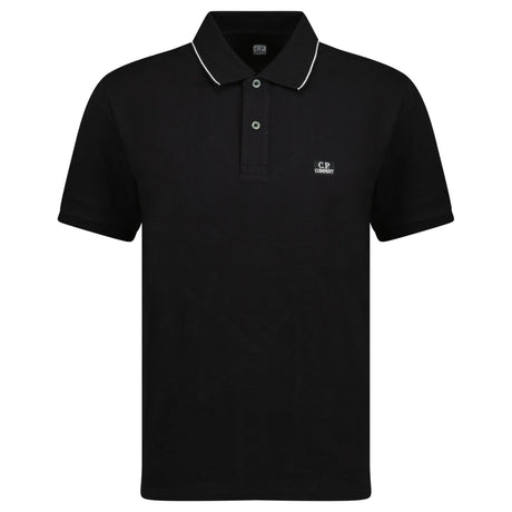 CP Company Stretch Piquet Striped Collar Polo Shirt Black - Boinclo - Outlet Sale Under Retail