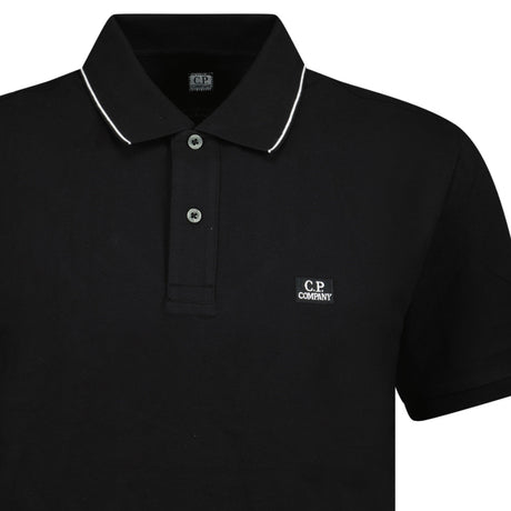 CP Company Stretch Piquet Striped Collar Polo Shirt Black - Boinclo - Outlet Sale Under Retail