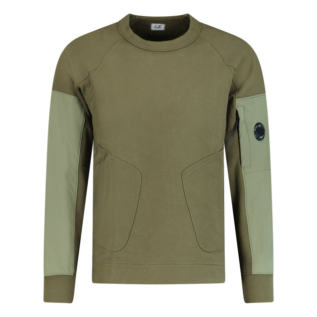 CP Company Zip Pocket Arm Lens Sweatshirt Khaki - Boinclo ltd - Outlet Sale Under Retail