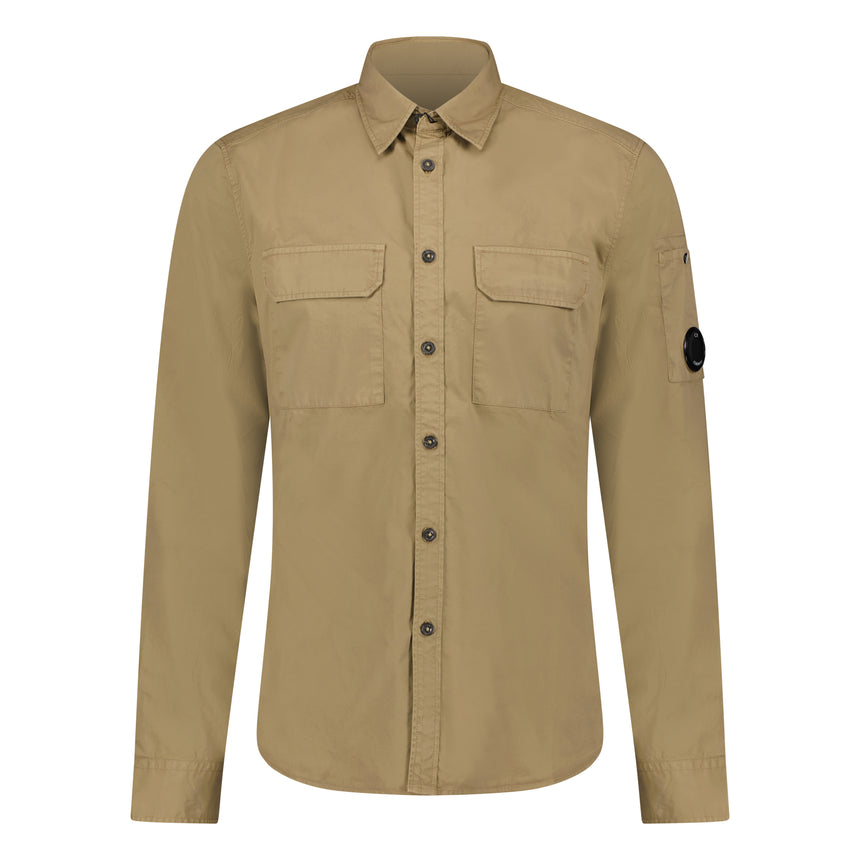 Zip Lens 'Gabardine' Overshirt Beige