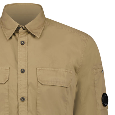 Zip Lens 'Gabardine' Overshirt Beige