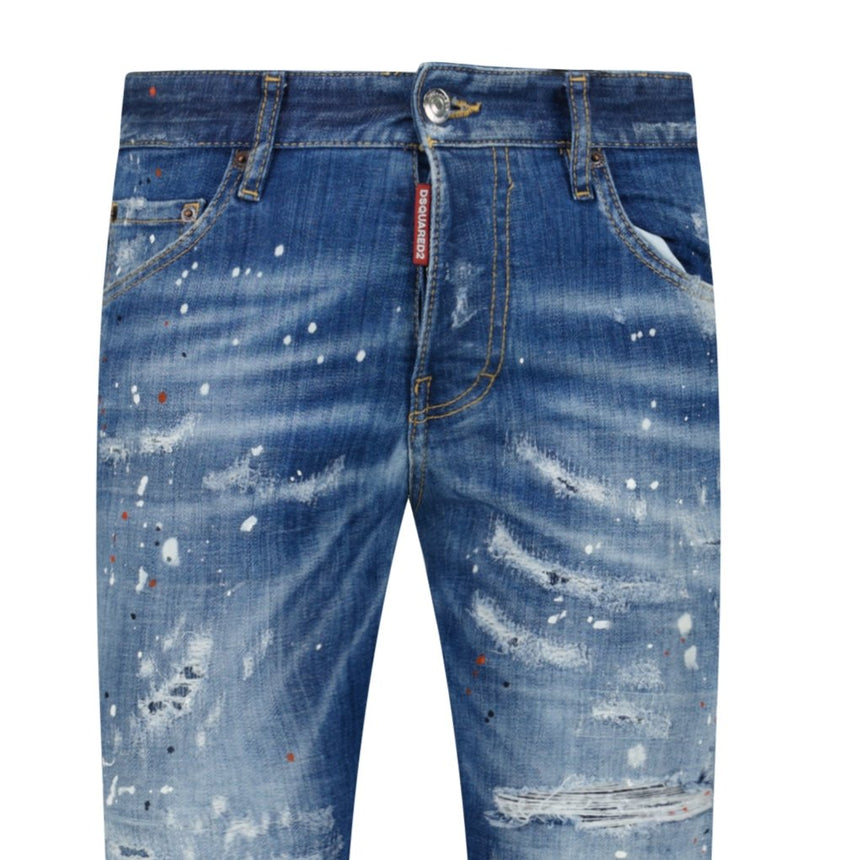 DSquared2 'Skinny Dan ' Paint Splatter Jeans Blue - Boinclo ltd - Outlet Sale Under Retail