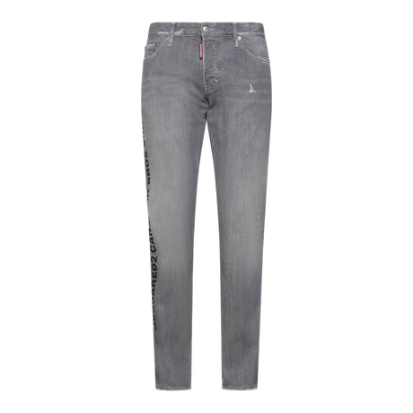 DSquared2 'Slim' Typo Distressed Stitch Grey Jeans - Boinclo ltd - Outlet Sale Under Retail