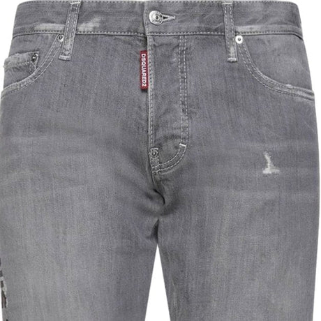 DSquared2 'Slim' Typo Distressed Stitch Grey Jeans - Boinclo - Outlet Sale Under Retail